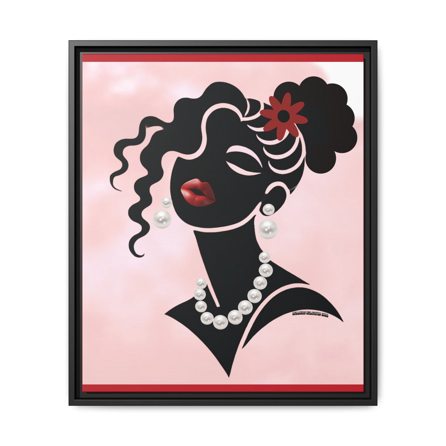 Pearls & Curls5 | Ruby Kiss - Framed Matte Canvas Art (black or white frame)