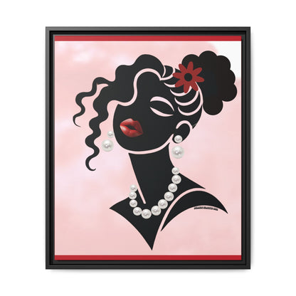 Pearls & Curls5 | Ruby Kiss - Framed Matte Canvas Art (black or white frame)