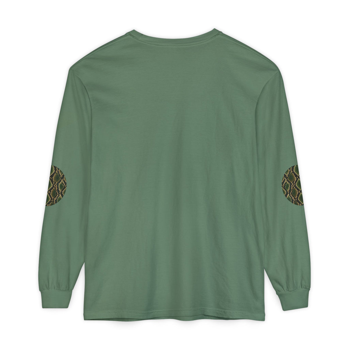 Snake | Olive Snakeskin Circle Patches Long Sleeve Tee (Elbow Accents), multiple shades