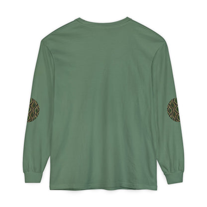 Snake | Olive Snakeskin Circle Patches Long Sleeve Tee (Elbow Accents), multiple shades