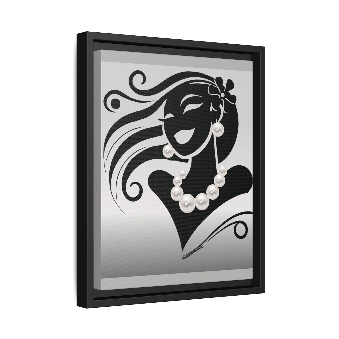 Pearls & Curls6 | Black and White - Framed Matte Canvas Art (black or white frame)