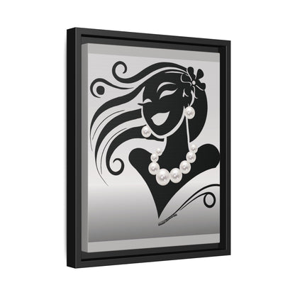 Pearls & Curls6 | Black and White - Framed Matte Canvas Art (black or white frame)