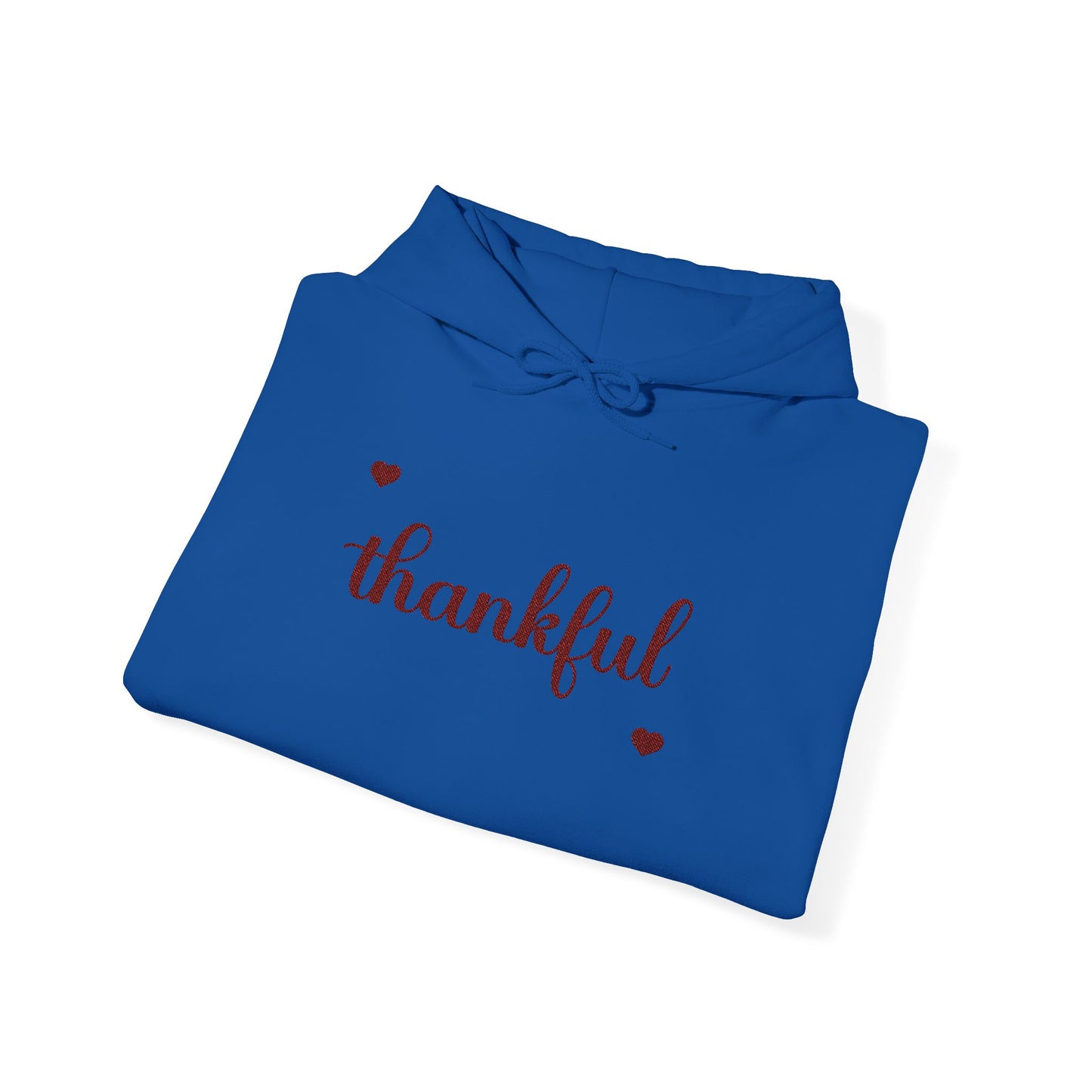 The Thankful Edit1 | Maroon Embroidered Thankful Hoodie, maroon hearts (multiple colors)