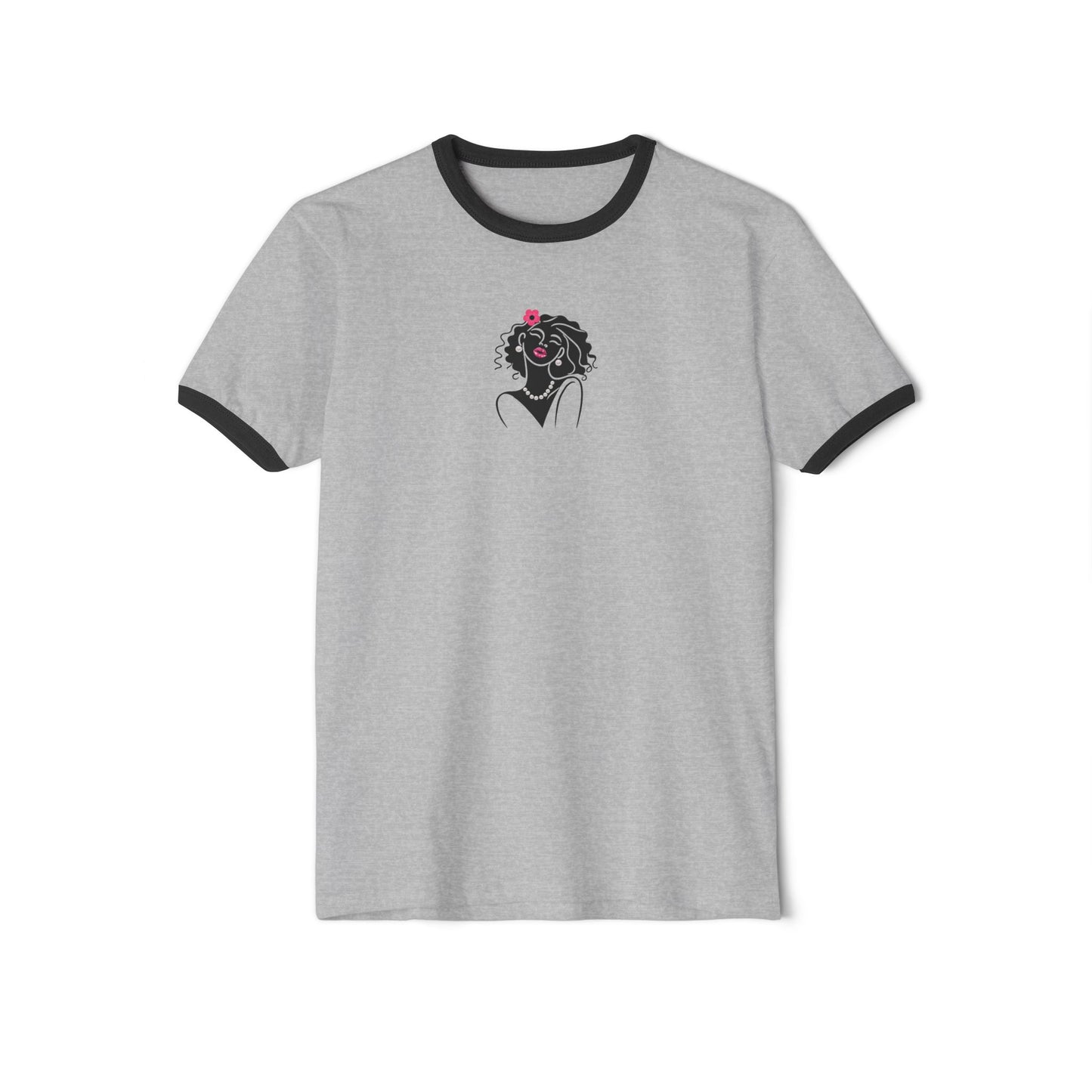 Pearls & Curls2| Pink Pout Ringer Tee (heather grey or white)
