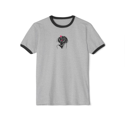 Pearls & Curls2| Pink Pout Ringer Tee (heather grey or white)