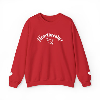 Heartbreaker 0 | White Embroidered Heartbreaker Crewneck Sweatshirt