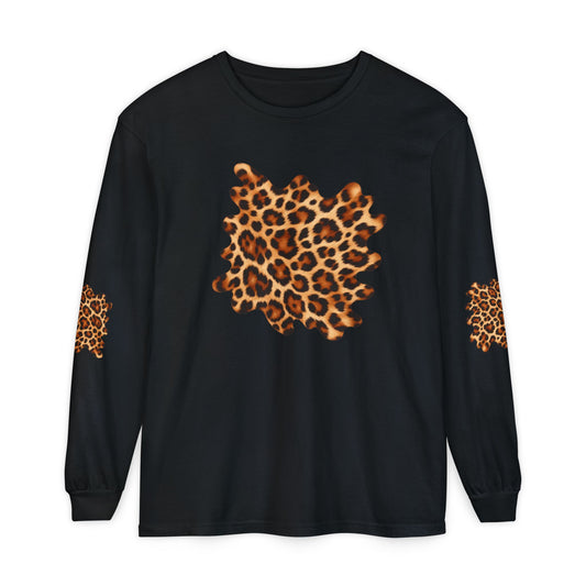 Leopard| Leopard Skin Patch Long Sleeve Tee (Elbow accents), multiple colors