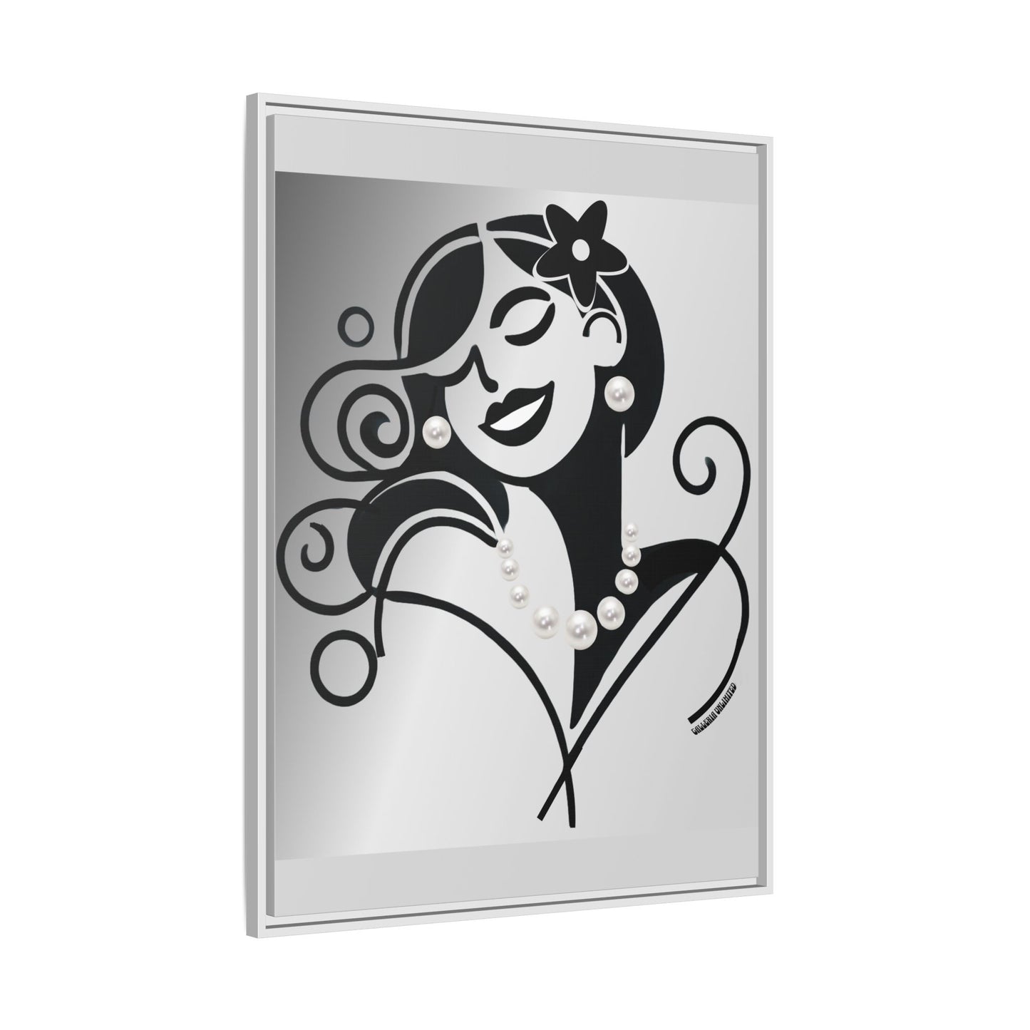 Pearls & Curls 4 | Black and White Framed Matte Canvas Wall Art (black or white frame)