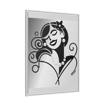Pearls & Curls 4 | Black and White Framed Matte Canvas Wall Art (black or white frame)