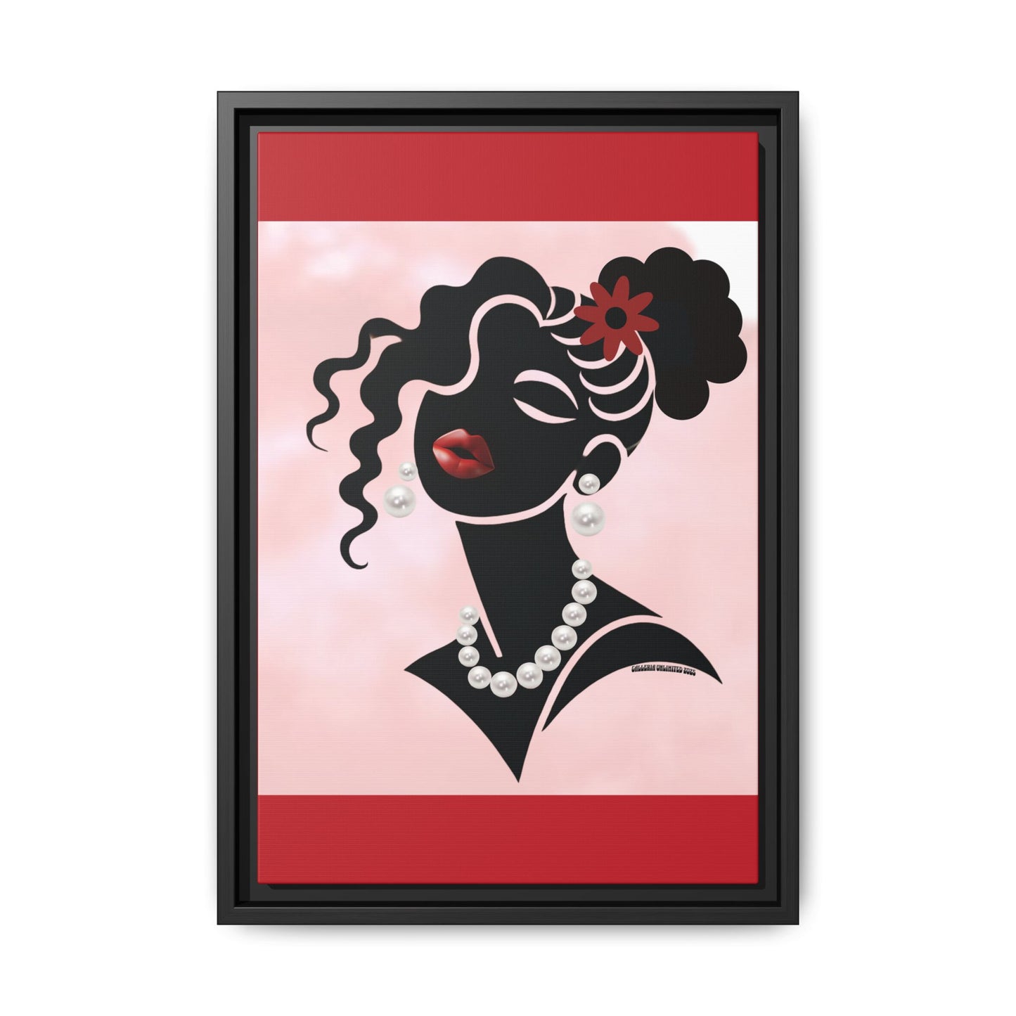 Pearls & Curls5 | Ruby Kiss - Framed Matte Canvas Art (black or white frame)