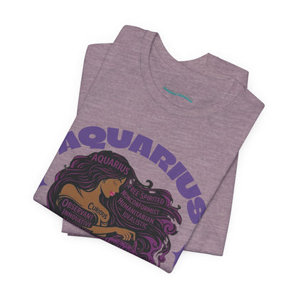 Aquarius | Word Art Graphic Tee (amethyst)-"Aquarius" Definition on Back