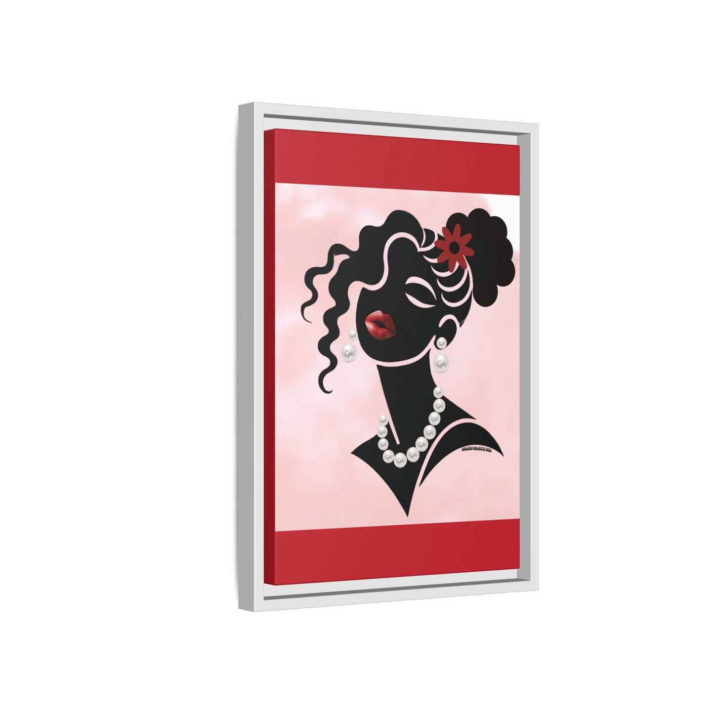 Pearls & Curls5 | Ruby Kiss - Framed Matte Canvas Art (black or white frame)