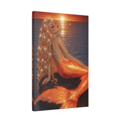 Gilded Sirens | Amber Horizon, Satin Stretched Canvas Print