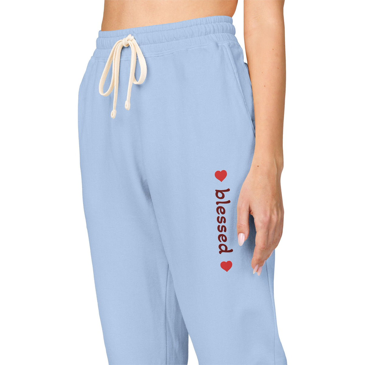 Harvest Haze 8 | 'Blessed' Vertical Red Script Joggers