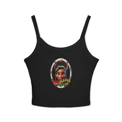 The 92% Club |Juneteenth Celebration Spaghetti Strap Baby Tank Top, front and back design