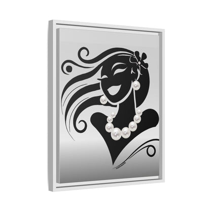 Pearls & Curls 6 | Black and White Framed Matte Canvas Wall Art (black or white frame)