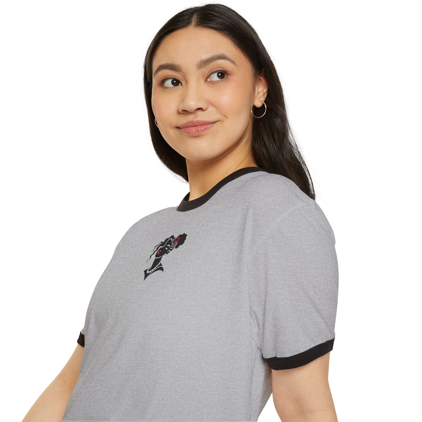 Pearls & Curls5| Ruby Lips Ringer Tee (heather grey or white)