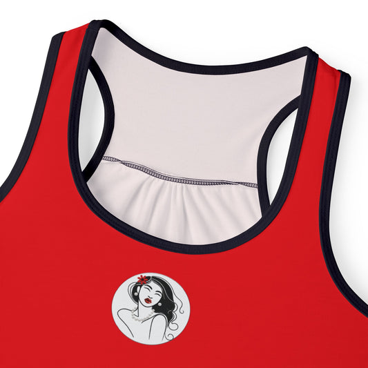 Pearls & Curls3 | Light Red - Scarlet Kiss Ringer Tank (black or white trim)