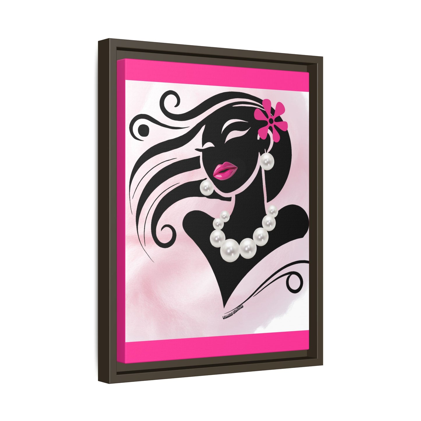 Pearls & Curls 6 | Candy Kiss Framed Matte Canvas Wall Art (black or white frame)