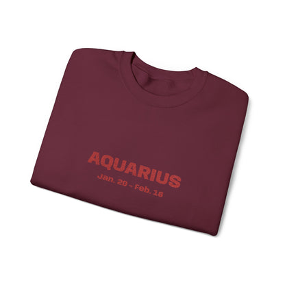 Aquarius | Embroidered Crewneck Sweatshirt (garnet)