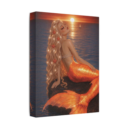 Gilded Sirens | Amber Horizon, Satin Stretched Canvas Print