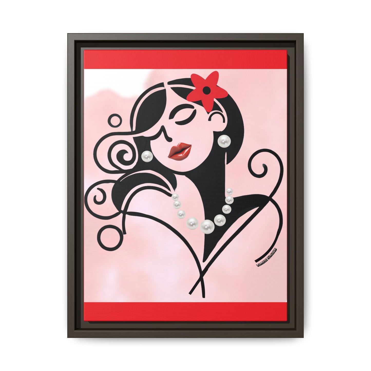 Pearls & Curls 4 | Cherry Kiss Framed Matte Canvas Wall Art (black or white frame)