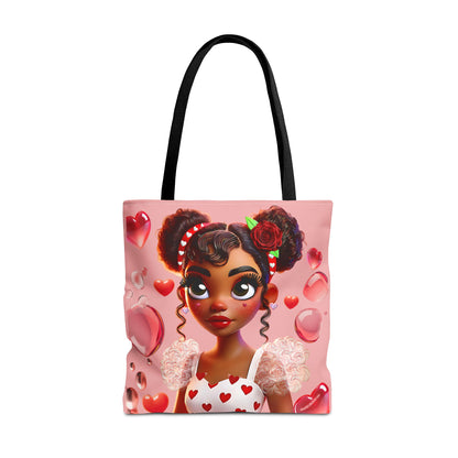 Heartbreaker Girl | Bubble Gum All -Over-Print Two-Tone Tote Bag (multiple strap colors)