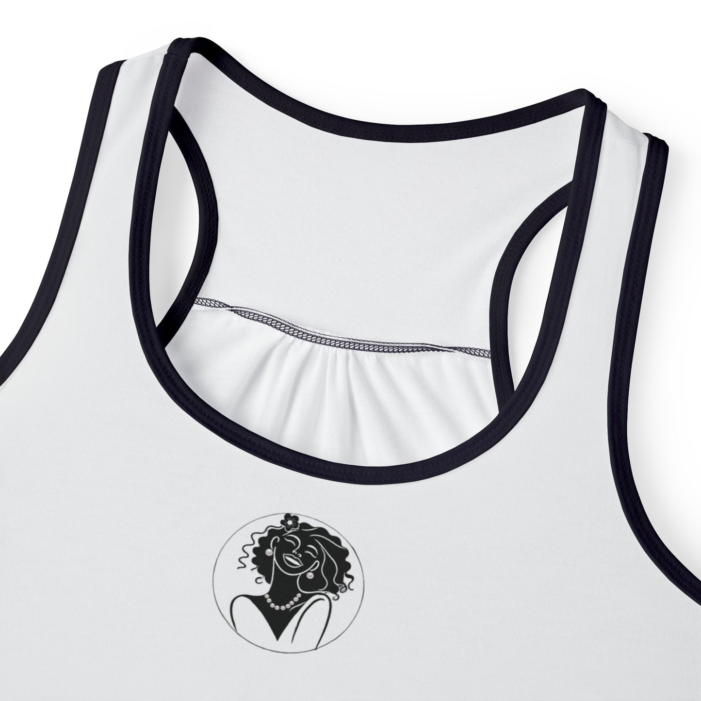 Pearls & Curls2 | White - Plain Ringer Tank (black or white trim)