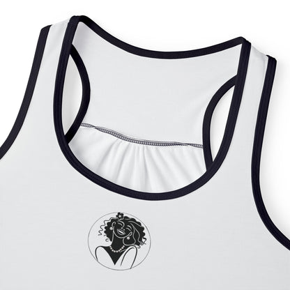 Pearls & Curls2 | White - Plain Ringer Tank (black or white trim)