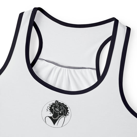 Pearls & Curls2 | White - Plain Ringer Tank (black or white trim)