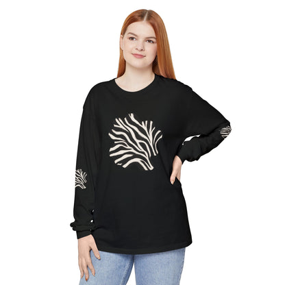 Zebra | Black & White Zebra Patch Long Sleeve Tee (Elbow accents)