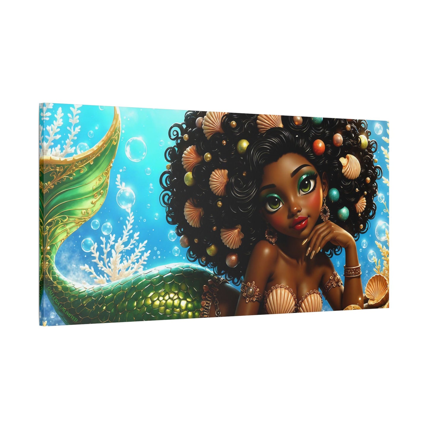 Sirens of the Gilded Sea | Blue Lagoon, Satin Stretched Canvas