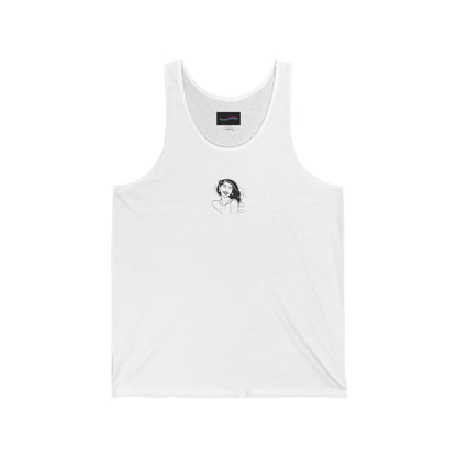 Pearls & Curls 3 | White Jersey Tank