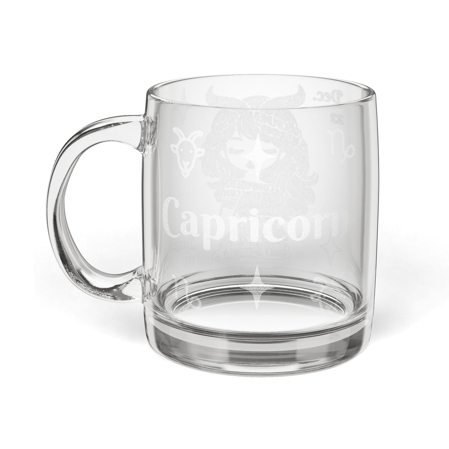 Capricorn | Engraved Glass Coffee Mug, 12.25 oz