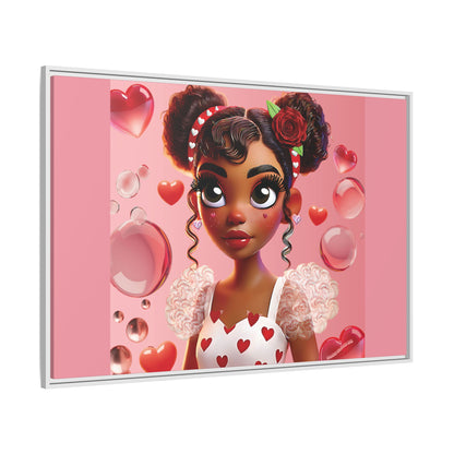 Heartbreaker Girl | Bubblegum - Canvas Print, framed matte (multiple sizes/frame colors)