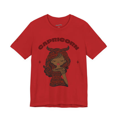 Capricorn | Word Art Graphic Tee (garnet) -- "Capricorn" Definition on Back
