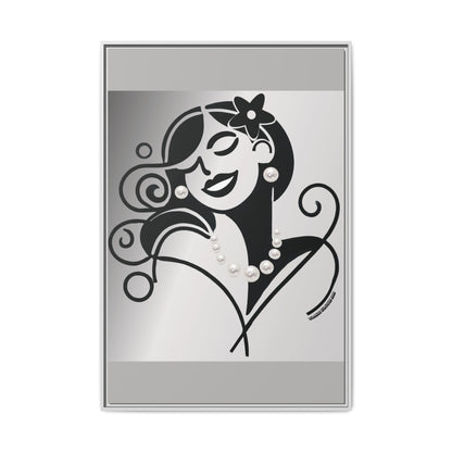 Pearls & Curls4 | Black and White - Framed Matte Canvas Art (black or white frame)