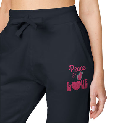 The Cozy Edit2 | "Peace & Love" Fleece Lounge Joggers, PINK Palette (multiple colors)