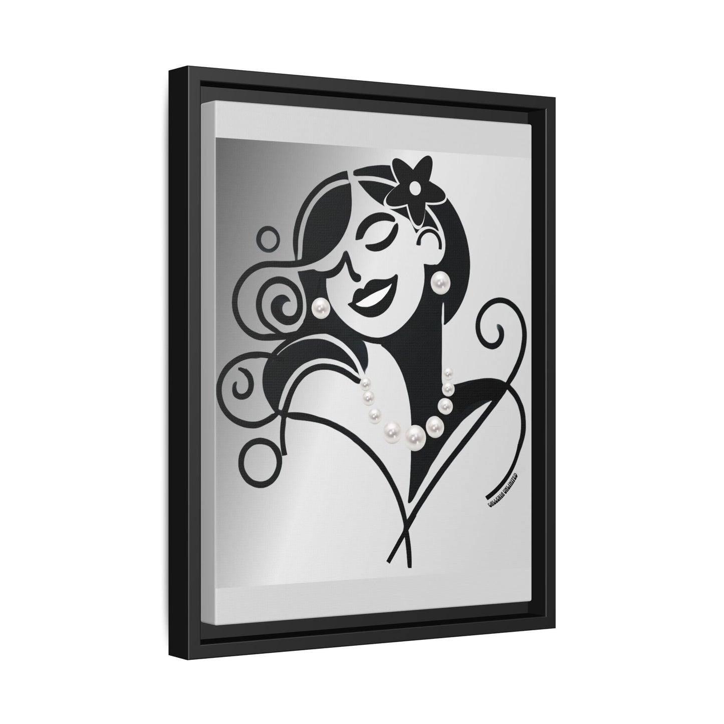 Pearls & Curls 4 | Black and White Framed Matte Canvas Wall Art (black or white frame)