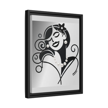 Pearls & Curls 4 | Black and White Framed Matte Canvas Wall Art (black or white frame)