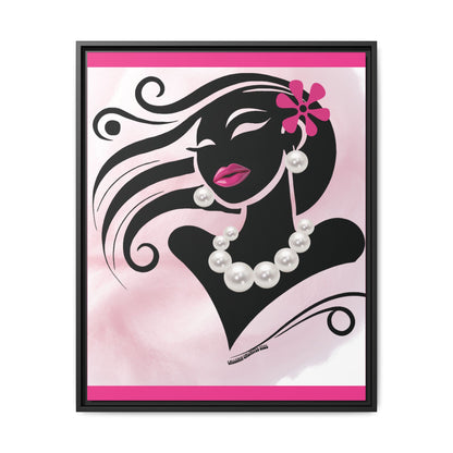 Pearls & Curls6 | Pink Pout - Framed Matte Canvas Art