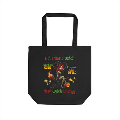 Harvest 'Ween 1 | "Not a Basic Witch" & "Eat, Drink and Be Scary" Eco Canvas Tote Bag