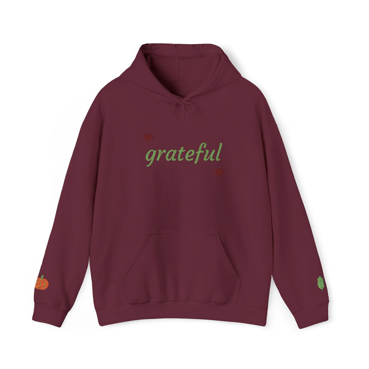 Autumn Harvest 3 | 'Grateful' Light Green Embroidered Fall Hoodie (multiple colors)