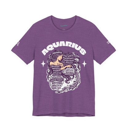 Aquarius | Word Art Graphic Tee2 (amethyst)-"Aquarius" Definition on Back