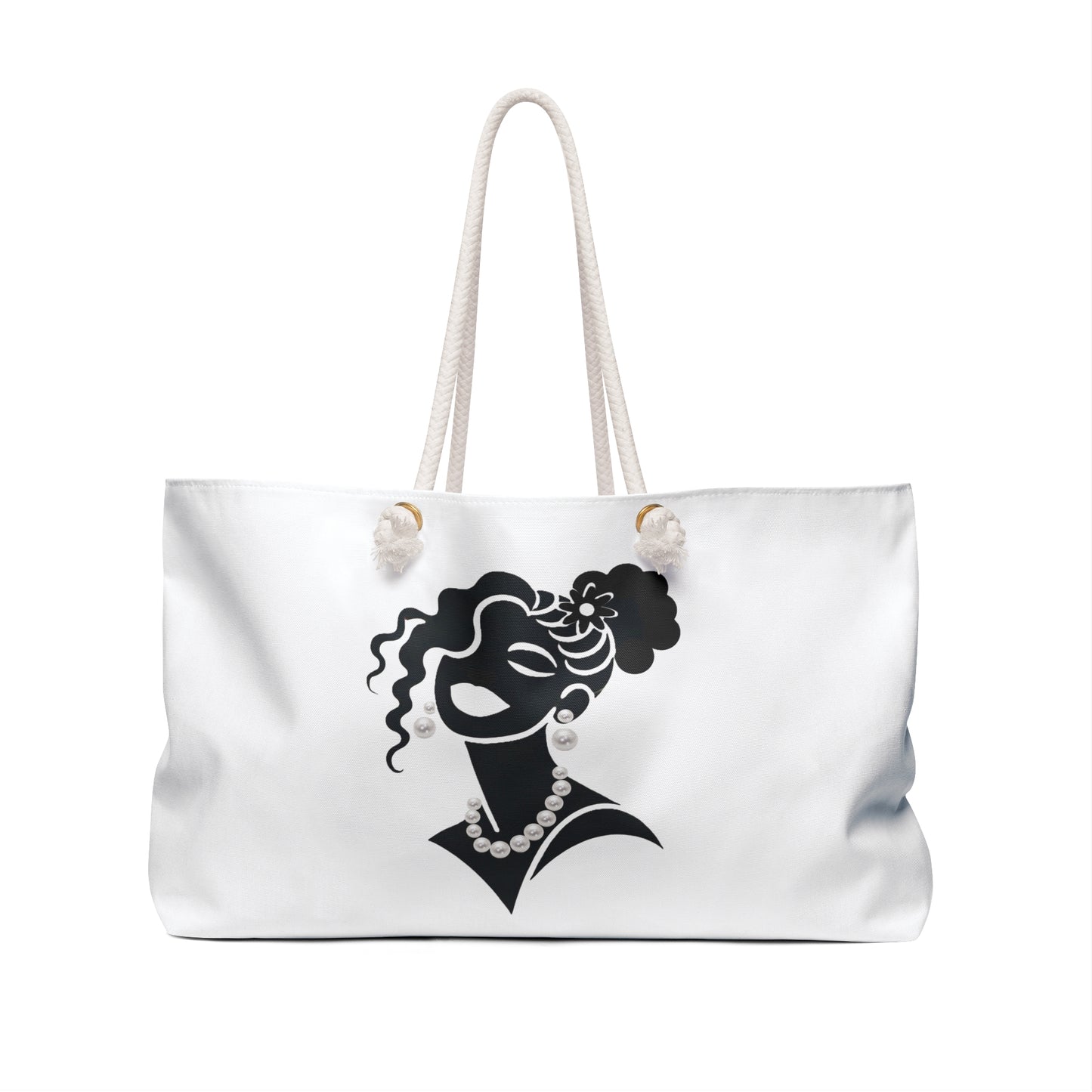 Pearls & Curls 5 | White Double-Sided Weekender Bag