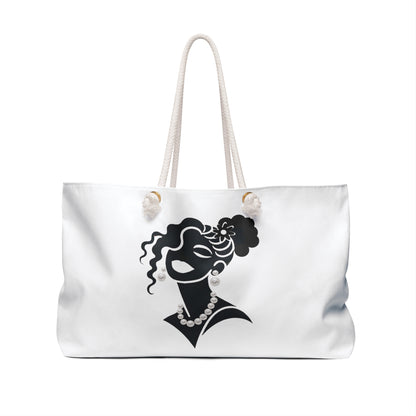 Pearls & Curls 5 | White Double-Sided Weekender Bag