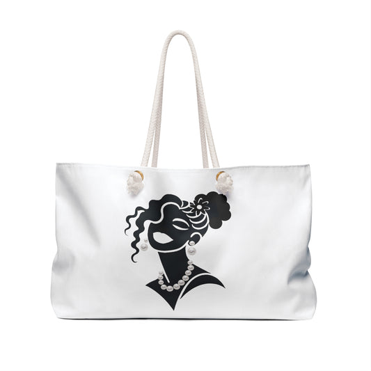 Pearls & Curls 5 | White Double-Sided Weekender Bag