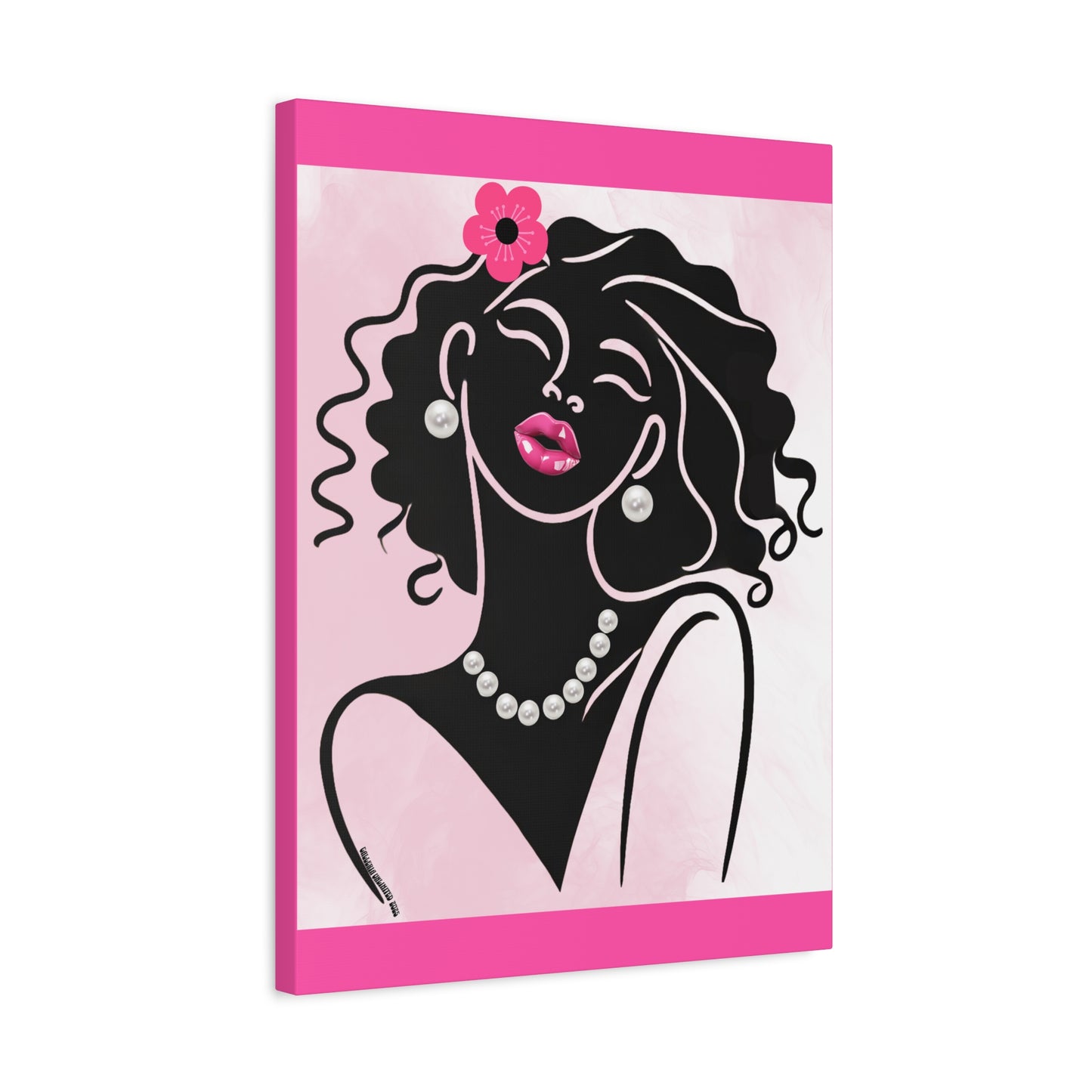 Pearls & Curls2 | Pink Pout Matte Canvas Print