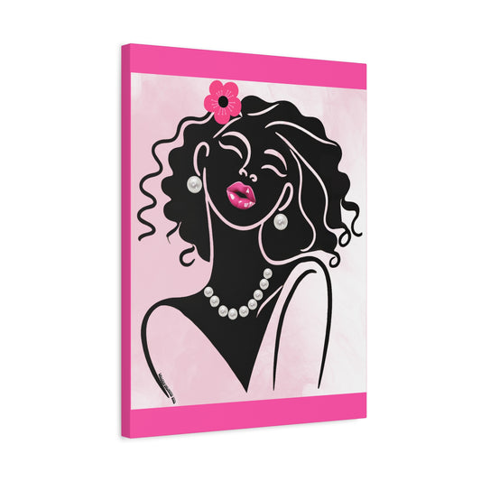 Pearls & Curls2 | Pink Pout Matte Canvas Print
