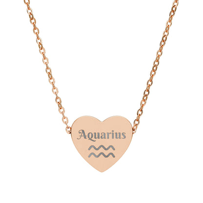 Aquarius | Heart Glyph Necklace (18K gold/rose gold, stainless steel, rainbow/black PVD coating)